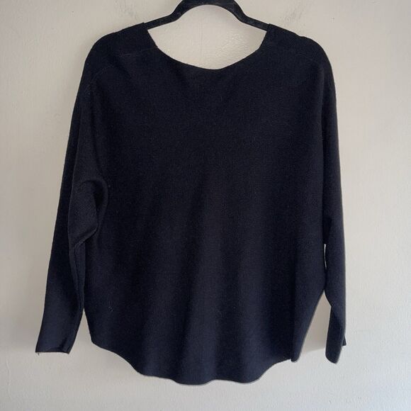 Liv Milano Black Evening Sweater L Top Floral Metallic Beading Knit Lightweight - Picture 4 of 10